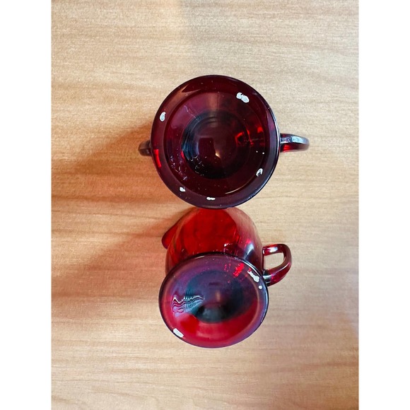 Vintage 34 Ruby Red glass creamer and open sugar set - Picture 7 of 10